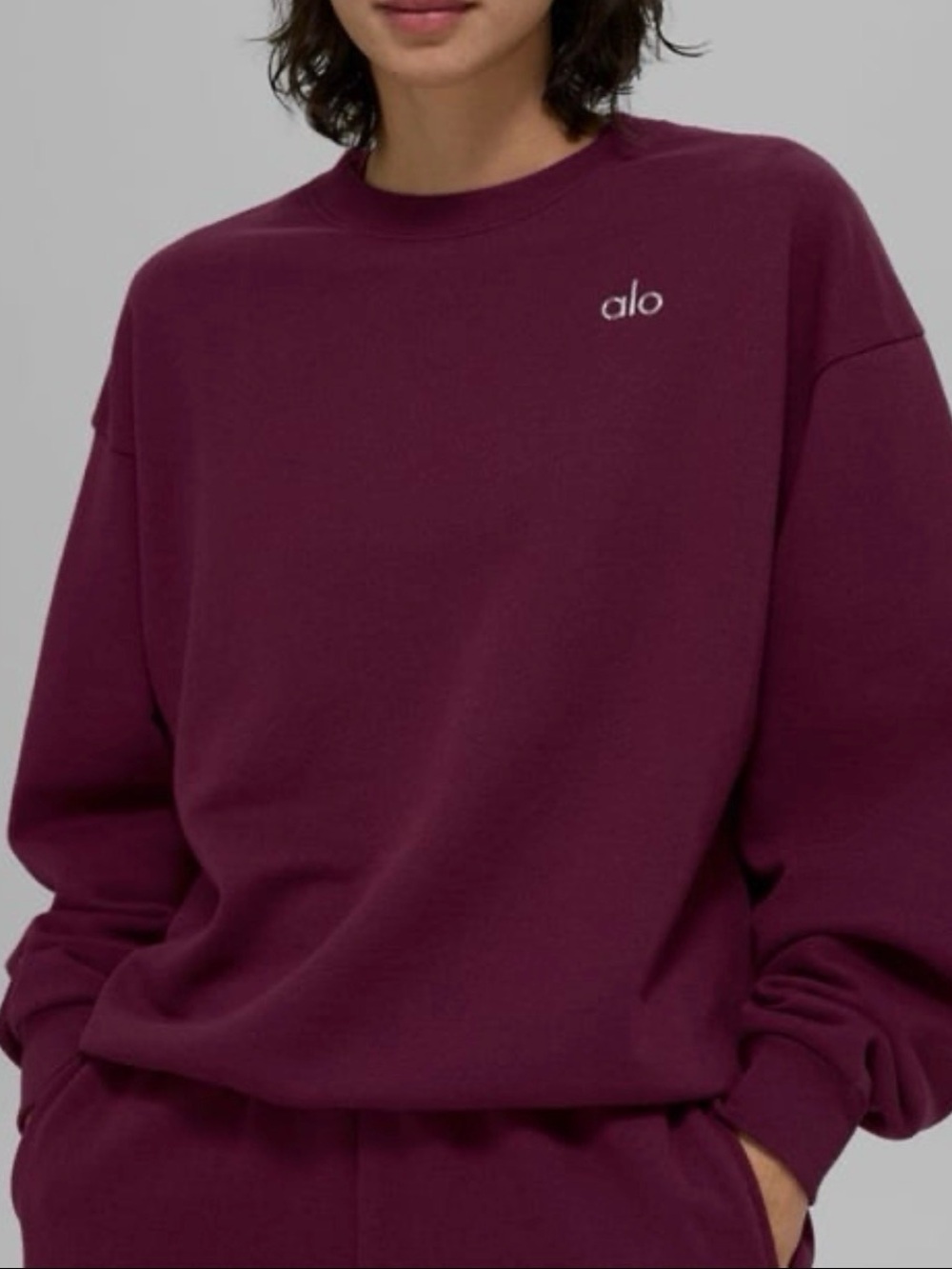 ALO Yoga Crewneck Sweatshirt -burgundy, Wine Sz XL